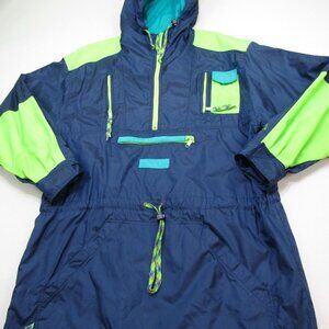 VTG Gerry Windbreaker Jacket Womens Large 1/4 Zipper Pockets Hooded Outdoors